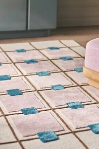 Tapis mauve touffeté laine soie fait main plus grand design abstrait moderne tapis de zone - Photo 1 sur 5