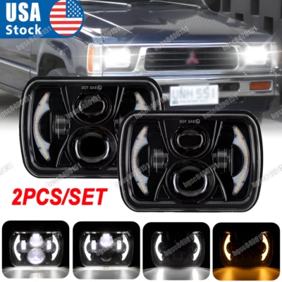 Par de faros LED 7x6"" 5x7"" haz alto DRL para Mitsubishi Mighty Max Nissan Foto 1 de 4