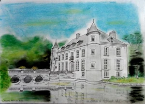 DESSIN CRAYON PASTEL-CHATEAU DE LA BRIARDE-WEST CAPPEL-DECOOL Patrick- - Picture 1 of 1