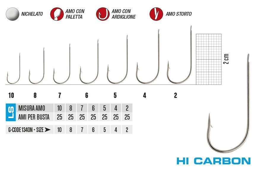 AMI GAMAKATSU 187 N / 1340N SGOMBRO BOLENTINO MARE 25pz x Busta GAMMA COMPLETA
