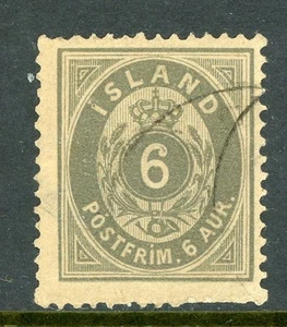 Iceland 1897 Numeral 6 aur Gray Scott # 25 VFU C496 - Picture 1 of 6
