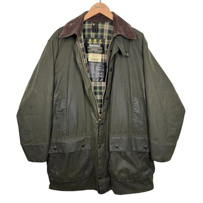 Chaqueta Barbour Vintage A200 Border Wax C40 Mediana Años 90 Verde Salvia País Inglaterra Foto 1 de 4