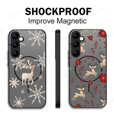 MagSafe Matte Case For Samsung S25 FE S24 S23 S22 Ultra Elk Xmas Christmas Cover - Image 1 of 4