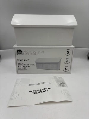New Open Box Architectural Mailbox Wayland White Steel Wall Mailbox Small - Image 1 of 4