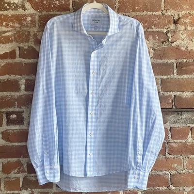 Camisa Ledbury Camisa Fina Para Hombres Lino Talla XL Azul Cuadros Calce Clásico Manga Larga Foto 1 de 4