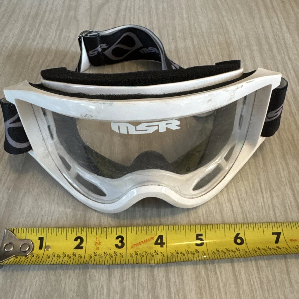 Gafas MSR blancas MX correa ajustable ventilada en la parte superior lente transparente uso ligero 1482 Foto 1 de 4