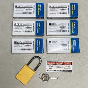 (Stck. 6) Brady 99570 Lockout Vorhängeschloss, verschiedenschließend, gelb Nylon, 1,5" Bügel - Bild 1 von 10