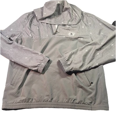 原装 Penguin Light Quarter Zip All Over Print 标志 二手状况完好 男式 M 码 — 第 1/4 张图片