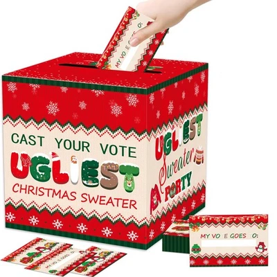 Feo Suéter Navidad Concurso Boleta con 50 Tarjetas de Votación, 8.7 Fiesta Votación... Foto 1 de 4