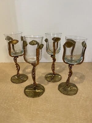 "Juego de 4 hojas de enredadera de cobre y latón de 7,5"" de alto fantasía boda" Foto 1 de 4