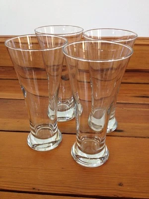 Set of 4 Libbey Glass Tall Clear Pilsner Beer Glasses 8" 16 oz Foto 1 de 4