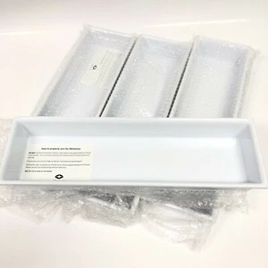 Set of 4 White Rectangular Melamine Serving/Buffet Trays 20"x6.5"x2.5" New - Picture 1 of 7
