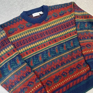 VTG Sears Mens Store Sweater Mens XL Tall Geometric Crewneck Aztec Cosby Style - Picture 1 of 8