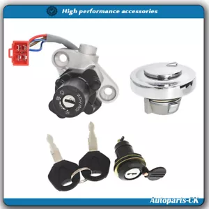 Fit For Yamaha V-STAR 650 1100 1999-2016 Ignition Switch Fuel Cap Seat Lock Keys - Foto 1 di 9