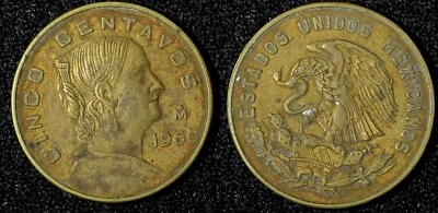 MÉXICO Bronce 1960 Mo 5 Centavos Grande Tipo XF KM# 426 (27 907) Foto 1 de 3