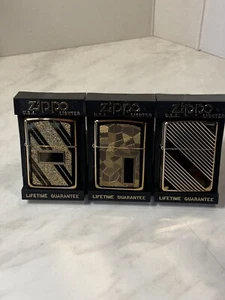 ZIPPO LIGHTER  GOLD  PLATE SERIES SET 3 PIECES  1994 NEW NUOVO - Picture 1 of 10