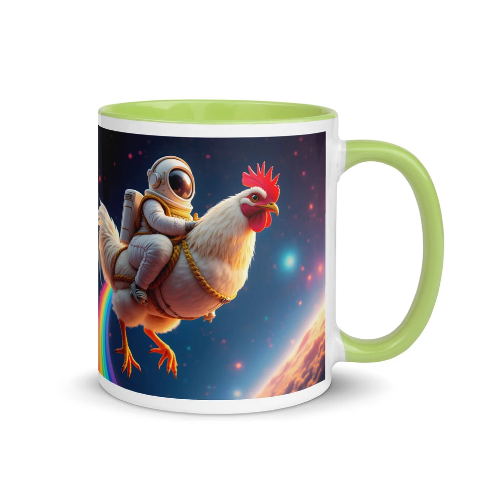 宇航员鸡肉咖啡杯-11盎司陶瓷太空公鸡杯儿童和成人 — 第 1/1 张图片