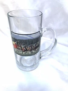 Taza de cerveza de vidrio transparente Budweiser Clydesdales 1992 vintage carro para perros - Imagen 1 de 10