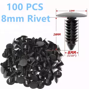 For 100x 8mm Bumper Clips Auto Car Hole Plastic Rivets Fastener Fender Push Pin - Picture 1 of 7