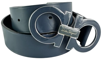 大号扣 SALVATORE FERRAGAMO 蓝色皮革甘基尼男女通用腰带 75/30 — 第 1/4 张图片