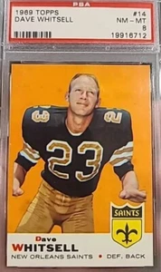 1969 TOPPS DAVE WHITSELL 14 GRADED PSA 8 VINTAGE NEW ORLEANS SAINTS #14 - Picture 1 of 3