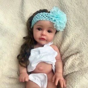 50CM Soft Full Body Silicone Reborn Baby Girl Doll Painted Realistic Kids Gift - Picture 1 of 7