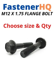 (Elige longitud y cantidad) M12-1.75 grado 10.9 pernos de brida métrica fos y aceite negros - Imagen 1 de 3