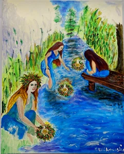 Goddess Ingoria 2 Acrylic on Canvas Original Art Painting Beata Ulikowska Signed - Picture 1 of 12