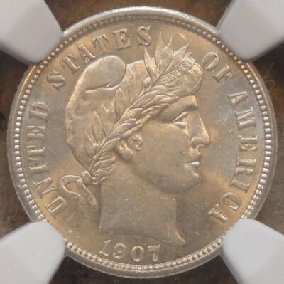 1907 Barber Dime 10c NGC Certified MS62 - Image 1 of 4