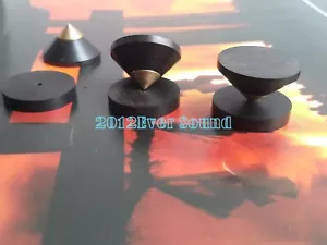 Juego de 4 pies de aislamiento de picos de altavoz de latón de madera base CD AMP pies - Imagen 1 de 6
