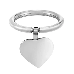Sleek and Classic Heart Charm Dangle Sterling Silver Band Ring-9 - Picture 1 of 5