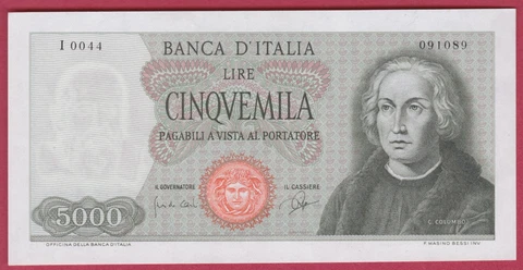 R* ITALY 5000 LIRE 1964 P-98a UNC DETAILS #2333 Cover