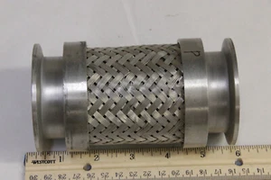 5" Edelstahl KF50 Flansch Metallschlauch geflochten gerade Faltenbalg Vakuum GEBRAUCHT - Bild 1 von 4