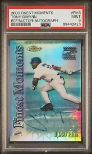 2000 Topps Finest Moments Refractor AUTO Tony Gwynn PSA 9 Mint Autograph Padres - Picture 1 of 2