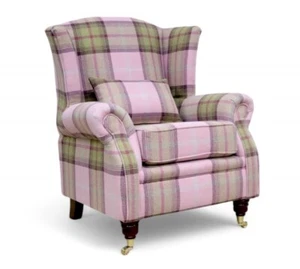 Stocked Fast Delivery Accent Wing Chair Fireside Balmoral Watermelon Fabric - Picture 1 of 3