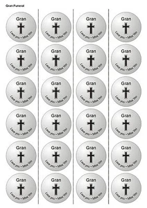 24X PRECUT GRAN FUNERAL, EDIBLE WAFER PAPER, CUPCAKE, CAKE TOPPERS 1109 - Picture 1 of 1