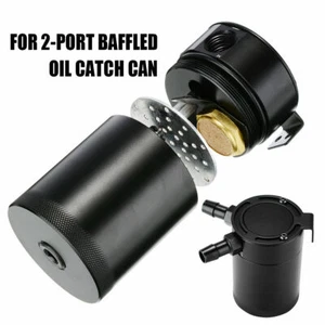 Universal Racing Baffled 2-Port Oil Catch Can Tank Luft-Öl-Separator Aluminium - Bild 1 von 12