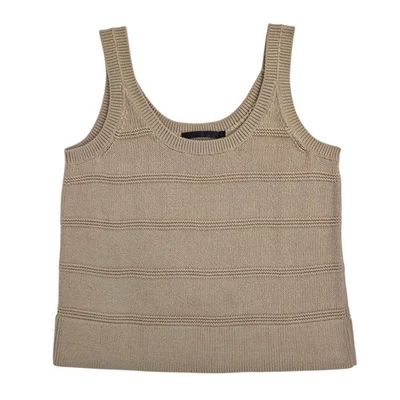 Jenni Kayne Women’s Knit Sweater Tank Top Beige 100% Cotton Size M Made in Peru - Image 1 of 4