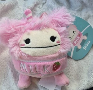 Squishmallow Clip Epic Collection BRINA Bigfoot Strawberry Milk - Picture 1 of 2