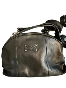 Cartera de cuero Patricia Nash, negra. Cuero genuino. ¡LIMPIO POR DENTRO! 13"" de ancho - Imagen 1 de 6