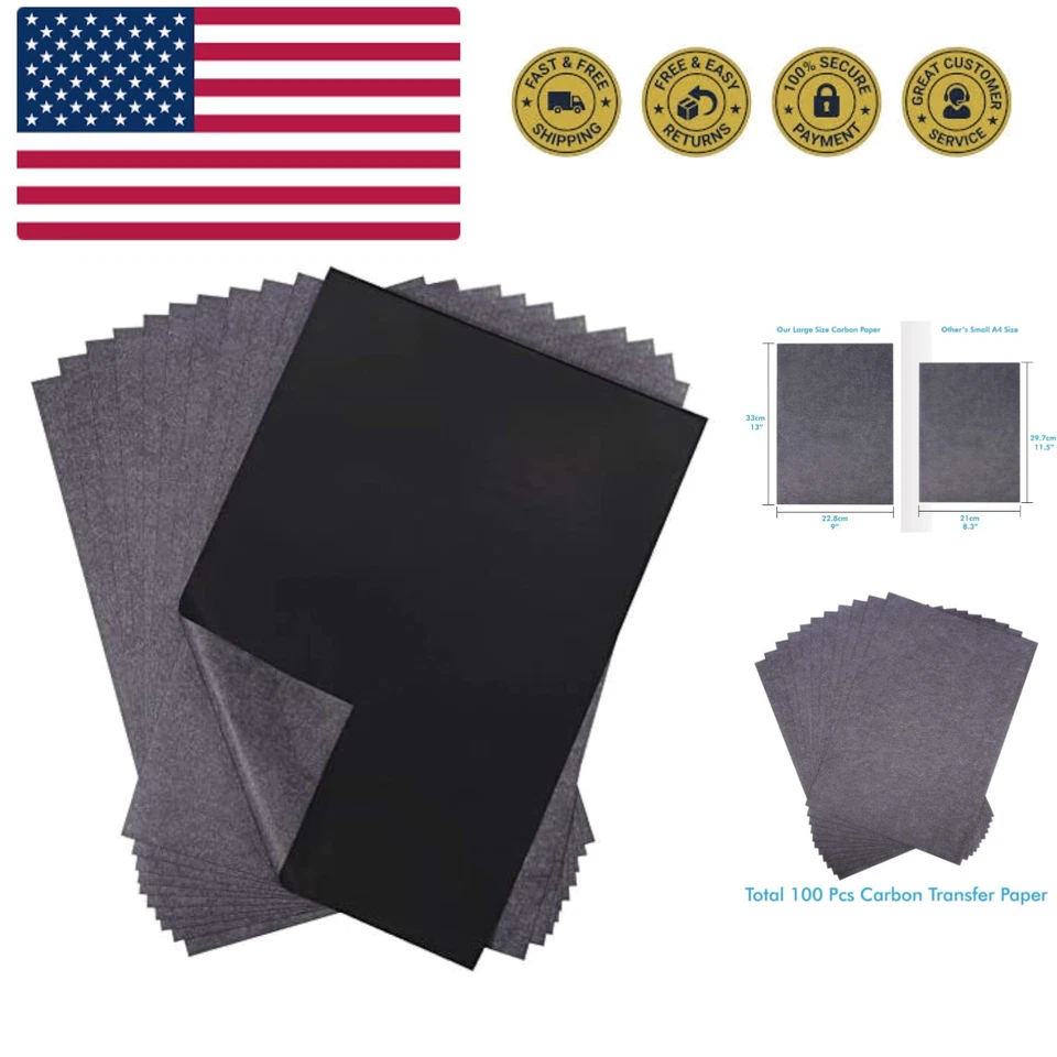 100 Pcs Carbon Transfer Paper Stencil Tracing Sheets Trace Pattern Art 9 X 13