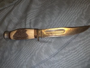 JOHN B. RAND HUNTING FISHING KNIFE  STAG HANDLE SOLINGEN, GERMANY - Picture 1 of 9