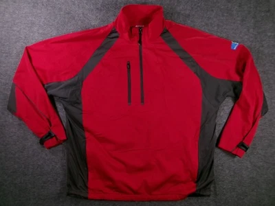 Chaqueta Pullover Savings Bank Of Maine Hombre Extra Grande Roja Gris Cuarto Cremallera Logo Foto 1 de 4