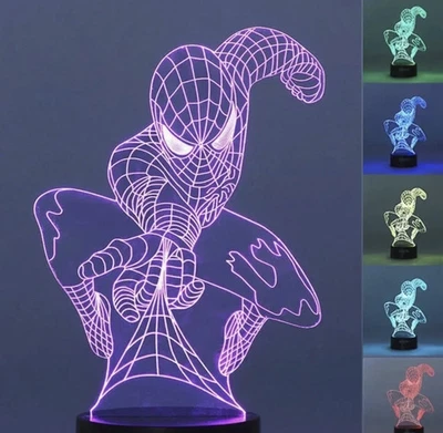 Brand New 3D LED Spiderman Bedroom Room Lamp 7 Colors Desk Lamp Touch - Image 1 of 2