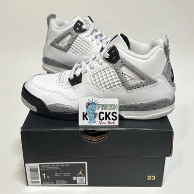 Jordan 4 Blanco Cemento Niños Pequeños Talla 1Y Juvenil (EU32/UK13.5) Nuevo2025 IB4388-100 Foto 1 de 4