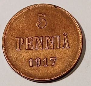 Finland*republic (Kerensky)*5 penniä 1917-typ.II - Copper* Good 1+* - Picture 1 of 2