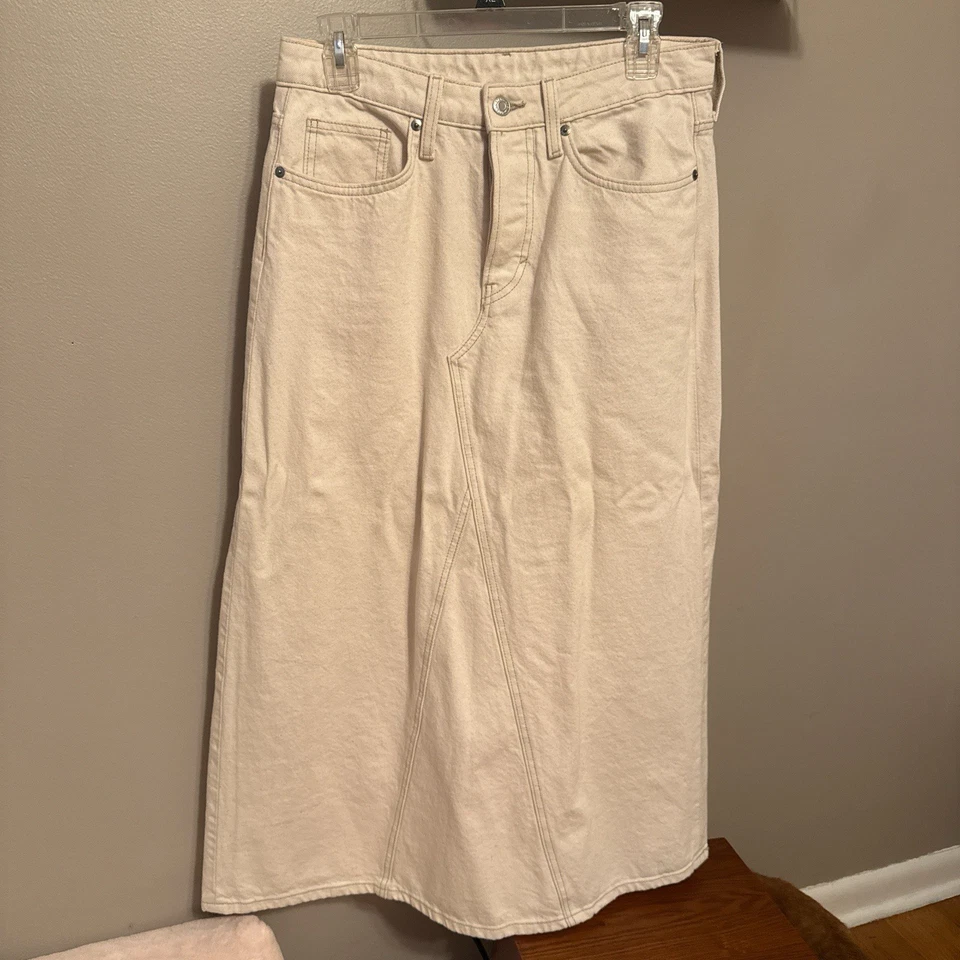 Maxi falda vaquera para mujer H&M crema talla pequeña Foto 1 de 2