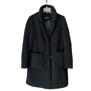 French Connection Damen schwarz Teddy Kunst Lammfell Pelz Auto Mantel Oberbekleidung kuschelig M - Bild 1 von 14