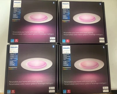 4X Philips Hue White & Color Bluetooth 5/6" Recessed Downlight Sealed - Image 1 of 4