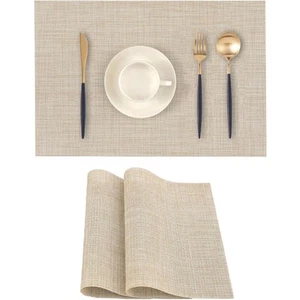 Beige Placemats Set of 2 - Heat Resistant Non-Slip Place mats for Dining Tabl... - Picture 1 of 7